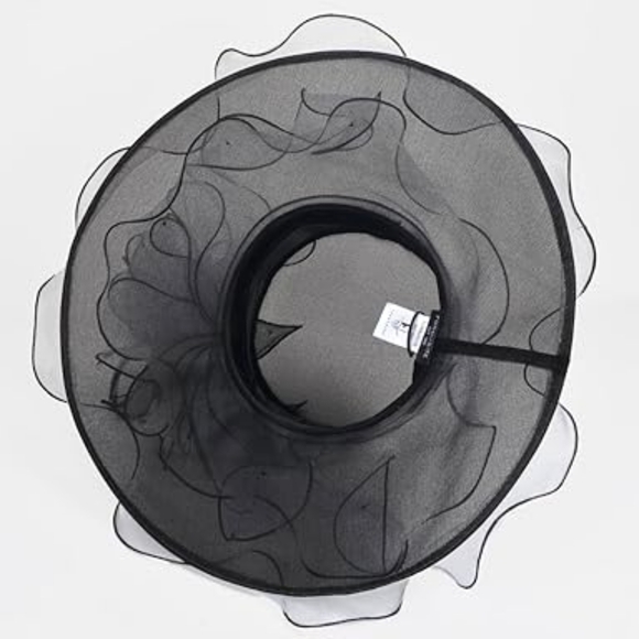 Wide Brim Flounce Cocktail Tea Party Bridal Dress Hat - Picture 3 of 3